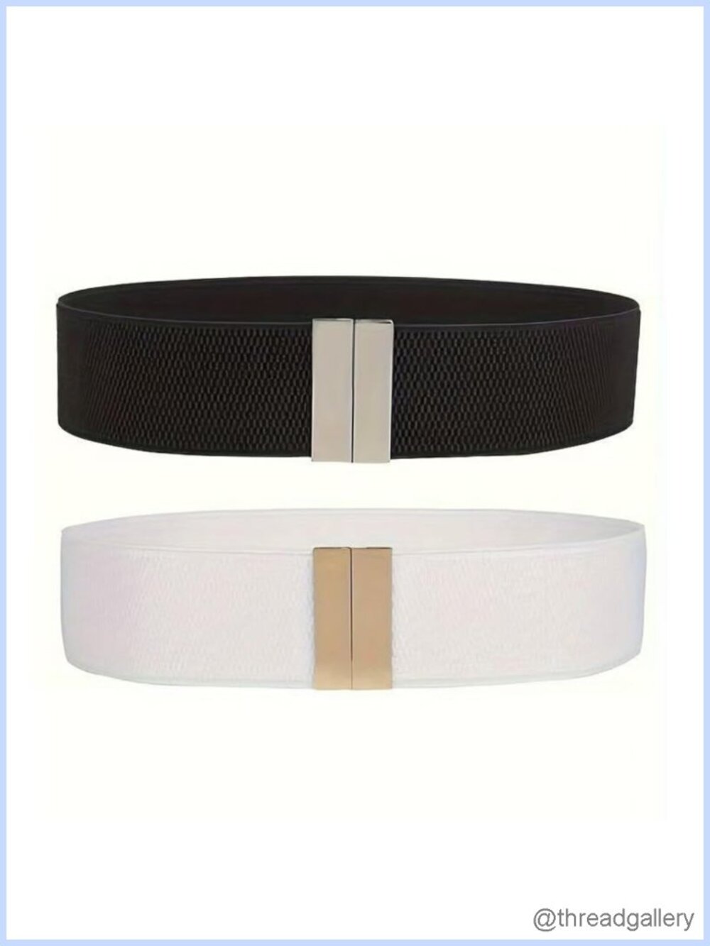 2Pcs Wide Elastic Belt Set Stretch Waist Belt Women Dress Accessories Metal